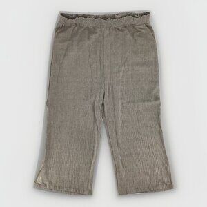 NWT Amaryllis Women's Plus Smocked Waist Slide Slit Pant Elastic Waist Beige 3X